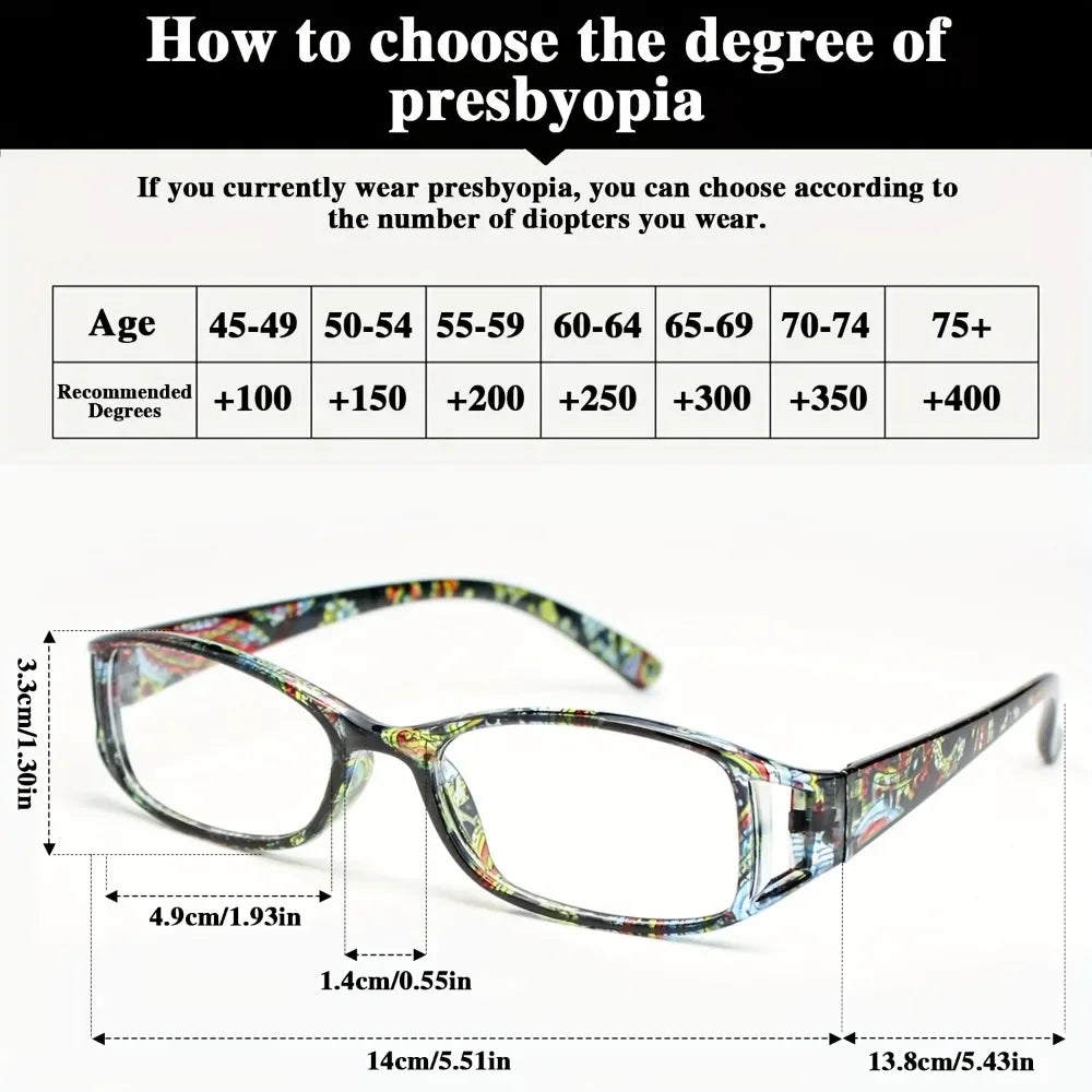 9 Pairs of Hot-selling Color Printing Reading Glasses, Stylish and Simple High Definition Lens, Comfortable and Portable Unisex Magnifying Glass Christmas Halloween Gift Recommendation, Random Color