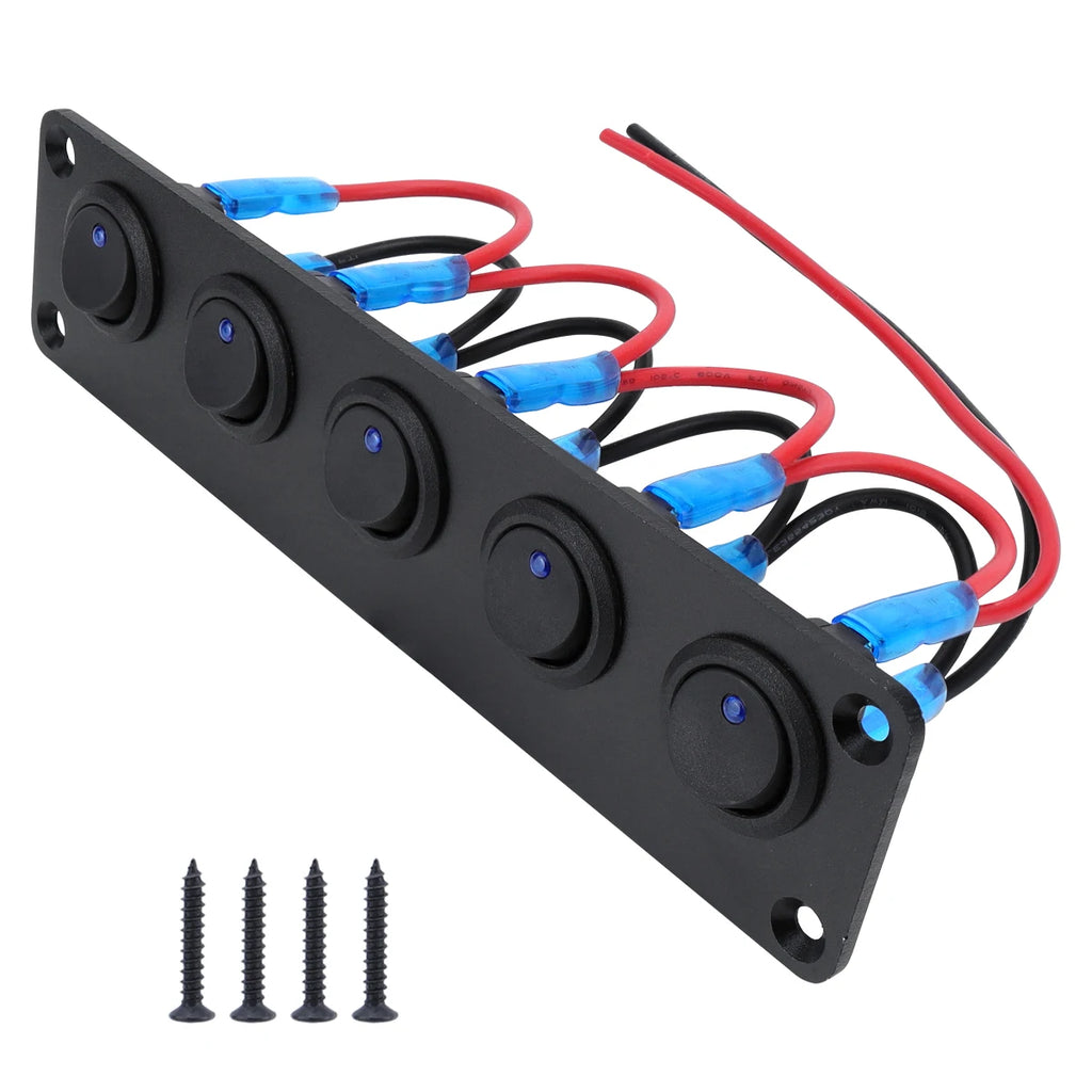 20A Blue Circular Joystick Switch Panel with 3-Pin Aluminum Waterproof 12V, Suitable for Cars, Trucks, Boats, RVs, Yachts, Etc