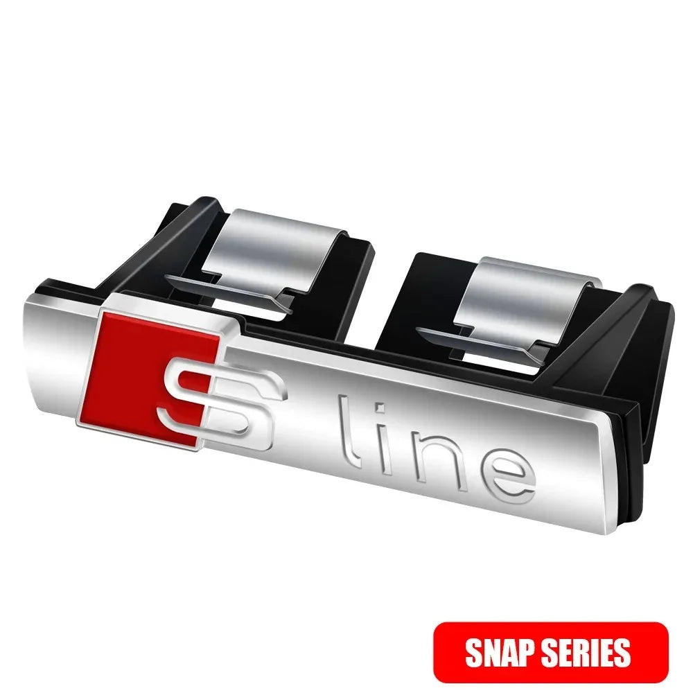 S Line 3D Logo Car Front Grille Badge Sticker Metal S Line Emblem For Audi Sline RS A3 A4 A5 A6 A7 A8 S3 RS3 RS5 RS6 S4 Q2 Q5 Q3