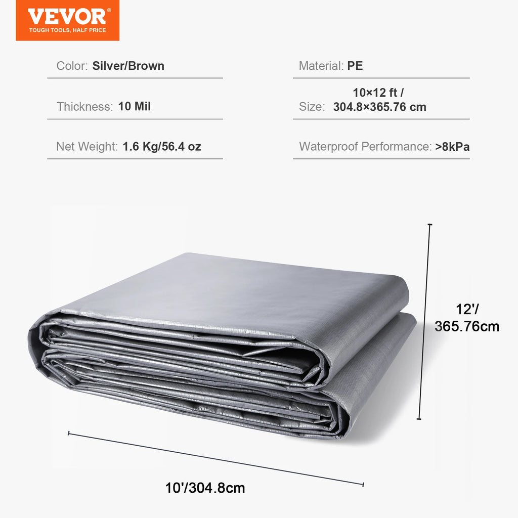 SucceBuy Heavy Duty Tarp Waterproof Tear Proof Poly Plastic Tarps Cover Multi-Purpose Outdoor Tarpaulin with Grommets for Truck