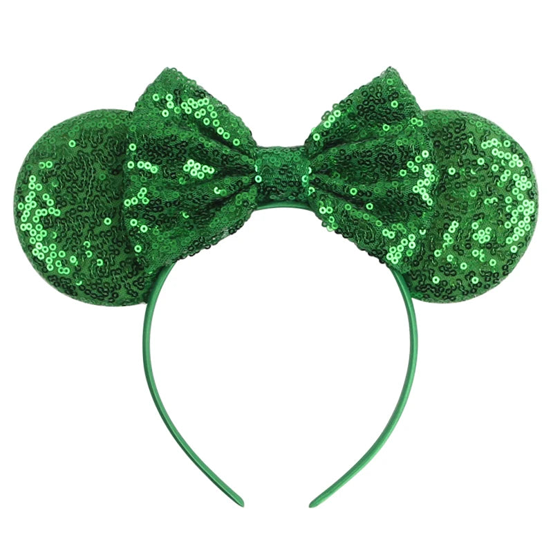 1pc Classic Sequin Headband Mickey Minnie 3.5 "mouse Ear Headband Fashionable Solid Color Theme Park Party Hair Accessory