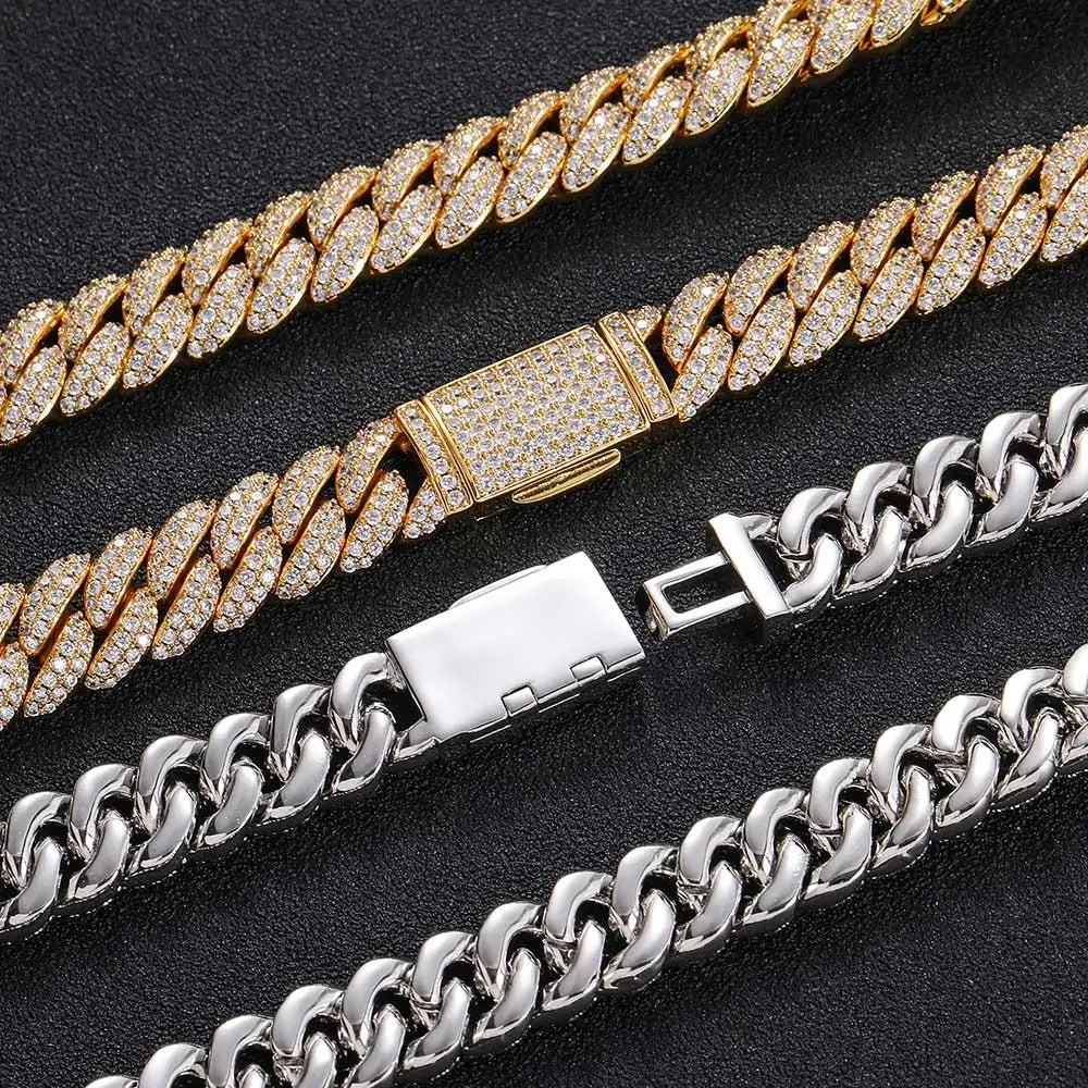 10mm Hip Hop Cubic Zircon CZ Iced Out Bubbles Cuban Link Chain Necklace For Men Women Jewelry Birthday Personalized Gift
