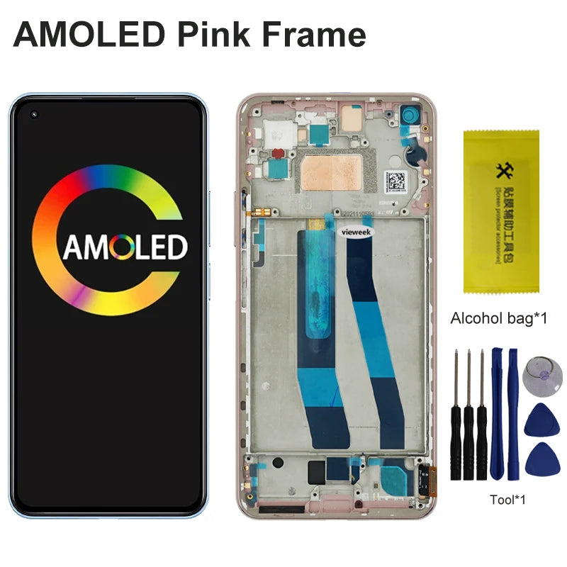 AMOLED Screen for Xiaomi 11 Lite 5G NE LCD Display Screen Touch Panel Digitizer Assembly for Mi 11 Lite 5G NE 2109119DG 2107119D