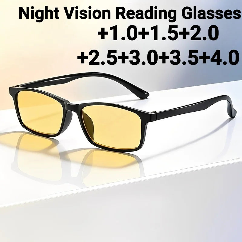 New High-Definition Enhanced Night Vision Reading Glasses with Anti Blue Light and Ultra Light TR90 Frame Presbyopia Glasses Men