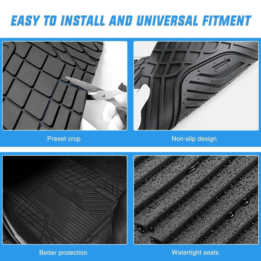 Nilight PVC Floor Mats for Cars Trucks SUVs, Universal Trim to Fit for Most Vehicles, All Weather Protection Heavy Duty Floor Liners, Pack of 3