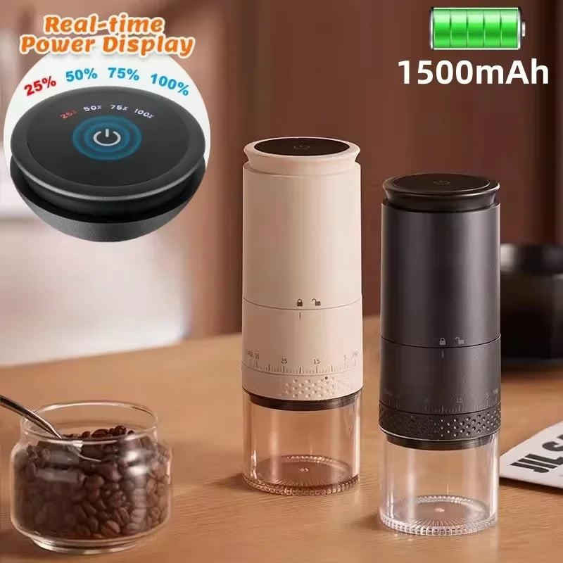 New 1500mAh Electric Coffee Grinder Externally Adjustable Type-C Charging Coffee Burr Grinder Bean Grinding Machine Coffee Maker