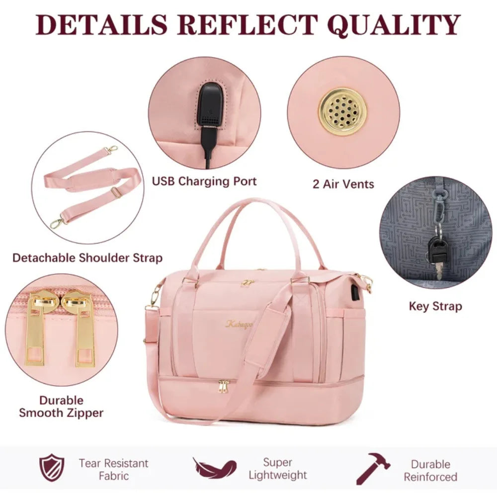 Waterproof Travel Luggage Bag Large Capacity Dry Wet Separation Sports Bag with USB Charging Port Gym Yoga Handbag for Traveling