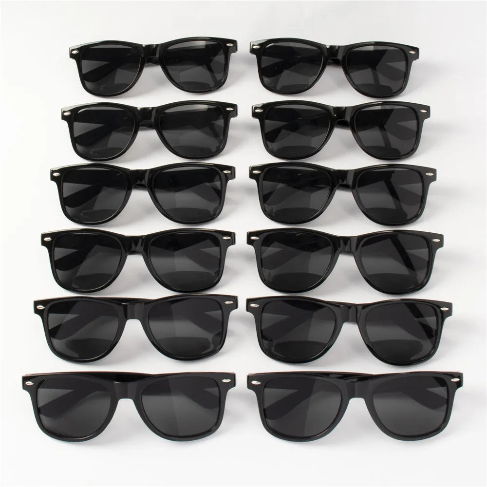 12PCS Classic Black Square Fashion Glasses with Bolt Decoration For Party Photography Wedding Birthday Graduation Hiking