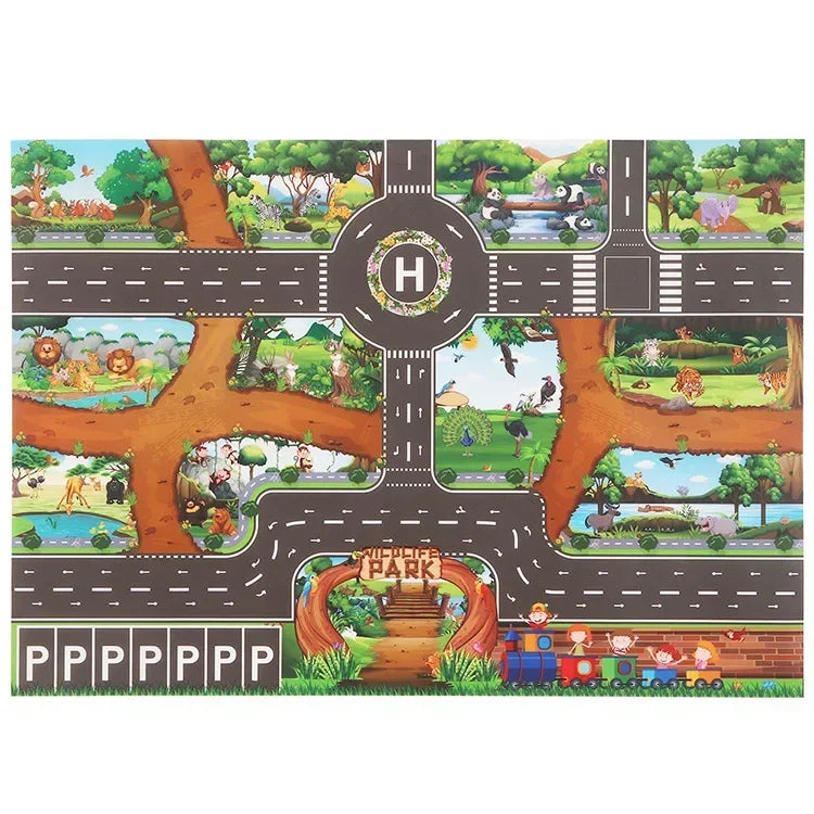 Baby Play Mat City Traffic Road Map Mat Carpet City Car Parking Lot Roadmap Traffic Signs Baby Climbing Playing Mat Game