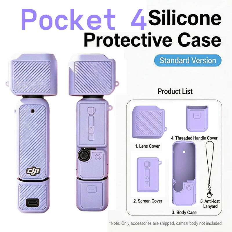 New Silicone Protective Case Set for DJI Pocket 4 Scratch-resistant Shock-resistant Protective Case for Camera Shell Accessories
