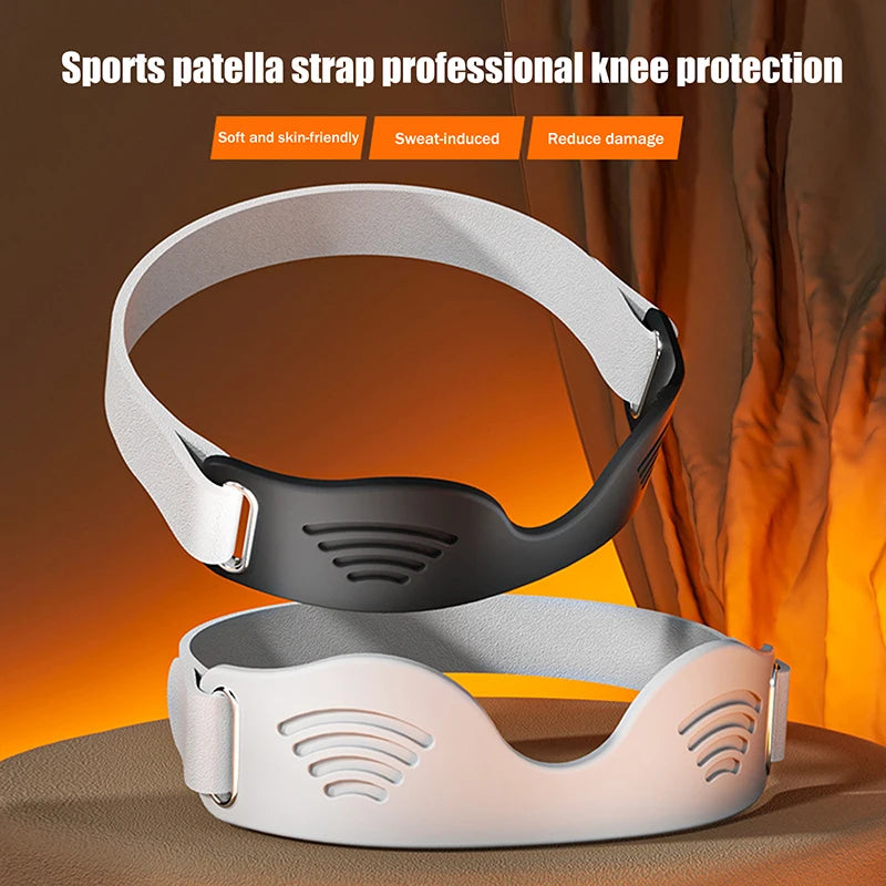 Adjustable Silicone Patellar Tendon Support Strap, Knee Brace & Patella Stabilizer Band for Running & Soccer