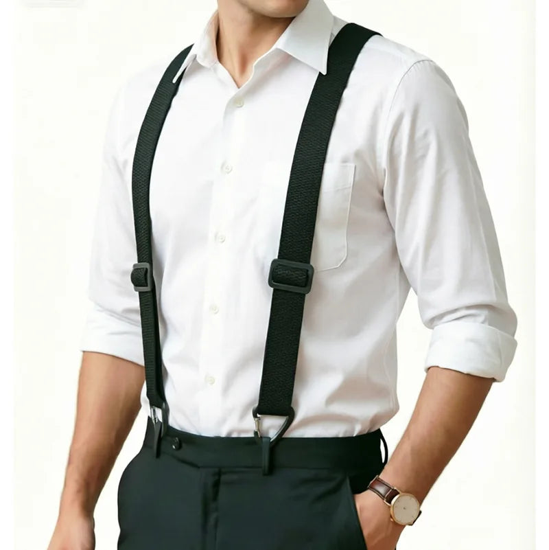 Stylish and Minimalist Adult Tactical Men’s Suspenders 4-Clip Stretch Suspenders with Triangle Buckles Workwear-Style Suspenders
