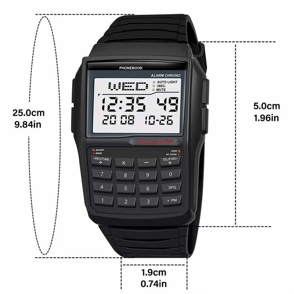 Multifunctional Men's Calculator Watch Fashion Luxury LED Electronic Watch Digital Sports  Watch Computer Style