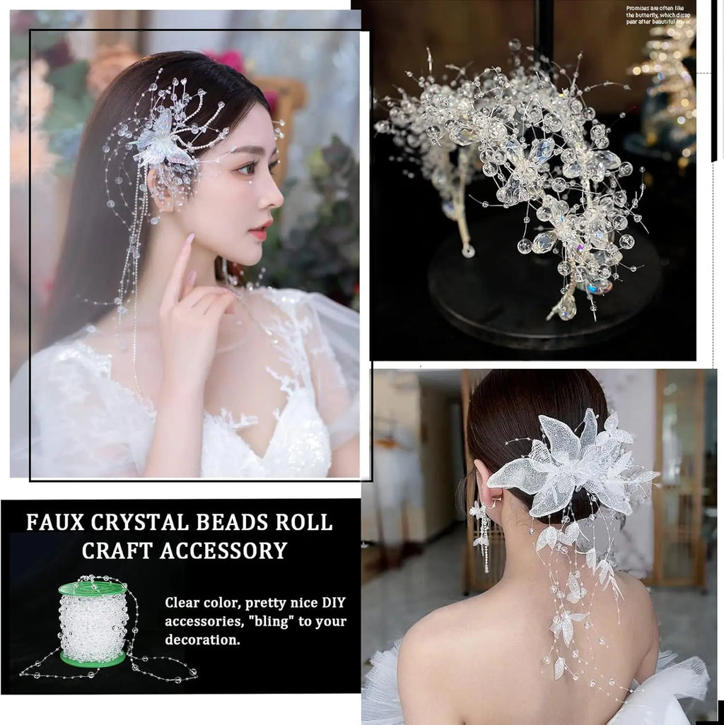 5/10Meters Artificial Pearls Chain Fishing Line Beads Garland Chain For DIY Bridal Bouquet Craft Flower Wedding Party Decoration