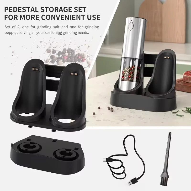 1pc/2pcs MINI USB Rechargeable Automatic Pepper Grinder Adjustable Coarseness Salt And Pepper Mill for Kitchen Spice Grinder