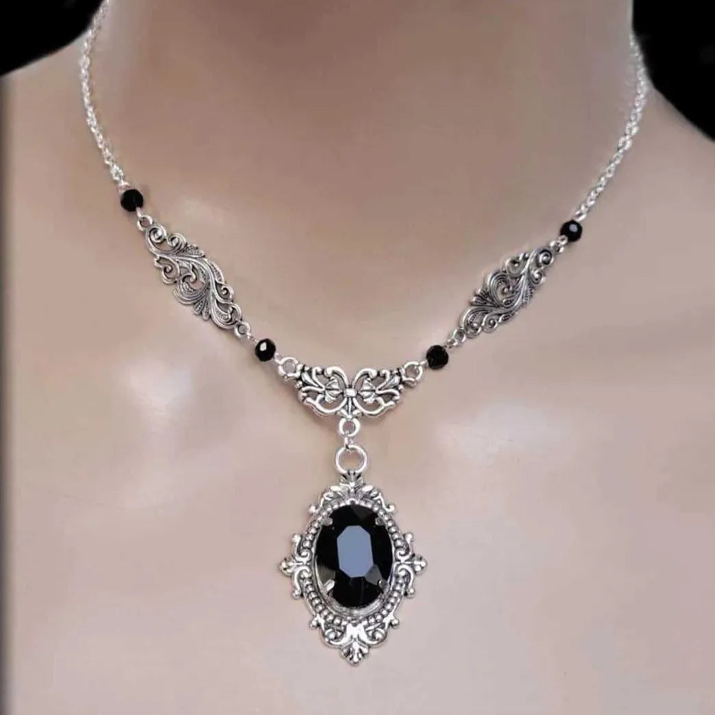 Purple Magic Water Drop Necklace,Gothic Jewelry,Witch Accessory,Pagan, Victorian,Carved,Mystery,Vampire,Choker For Women Girls