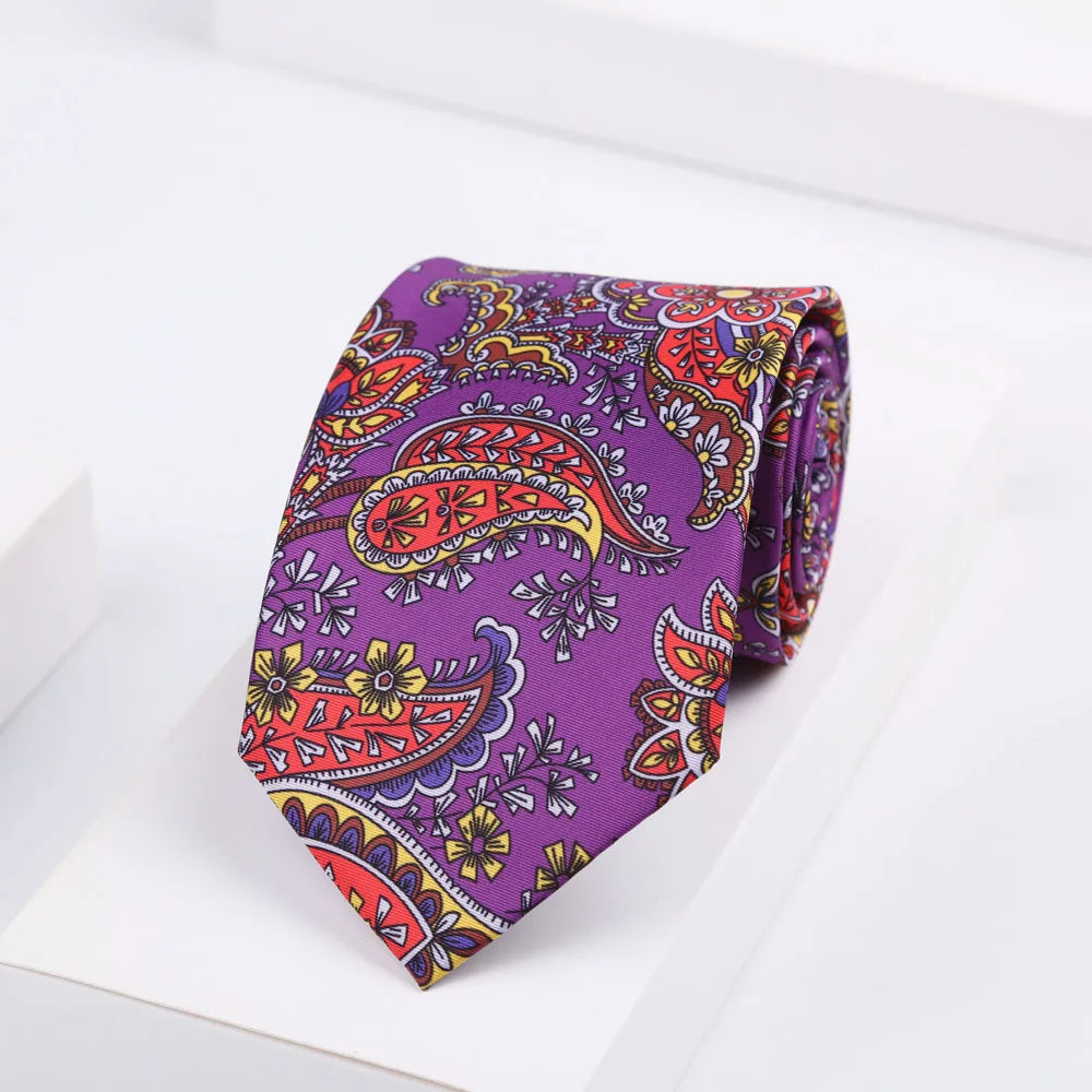Men's Super Soft Silk Touch Ties Floral Paisley 8cm Necktie For Men Wedding Business Gravata Novelty Printing Neck Ties
