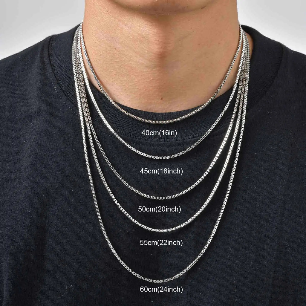 2mm Casual Stainless Steel Cuban Chain Necklace for Men,Hip Hop Punk Silver Color Metal Chain Link Layers Collars Jewelry