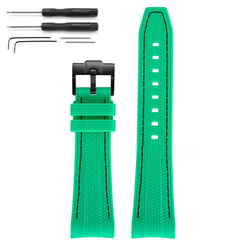 Rubber Silicone Watch Band for Swatch X Blancpain GREEN ABYSS Curved End Waterproof Sport Woven Pattern Strap Bracelet 22mm