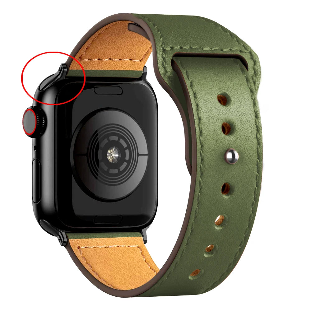 Leather band For Apple watch strap Ultra 2 49mm 44mm 40mm 38mm/42mm wrist bracelet for iWatch series 10 9 8 7 4 5 6 se 41mm/45mm