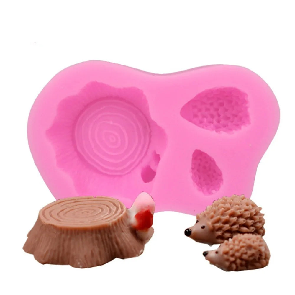 Tree Stump & Hedgehog Silicone Moulds Fondant Cakes Decorating Tools Sugarcrafts Chocolate Gumpaste Mold Baking Tools
