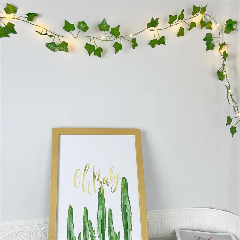 String Lights Artificial Vine Fairy Lights Battery Powered Christmas Tree Garland Light Flower Green Leaf for Weeding Home Decor