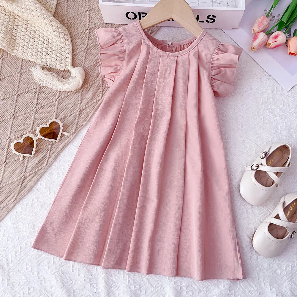 Black Bow Decoration Princess Dresses Korean Version Summer New Sleeveless Girls Dress Sweet and Simple Children's Clothing