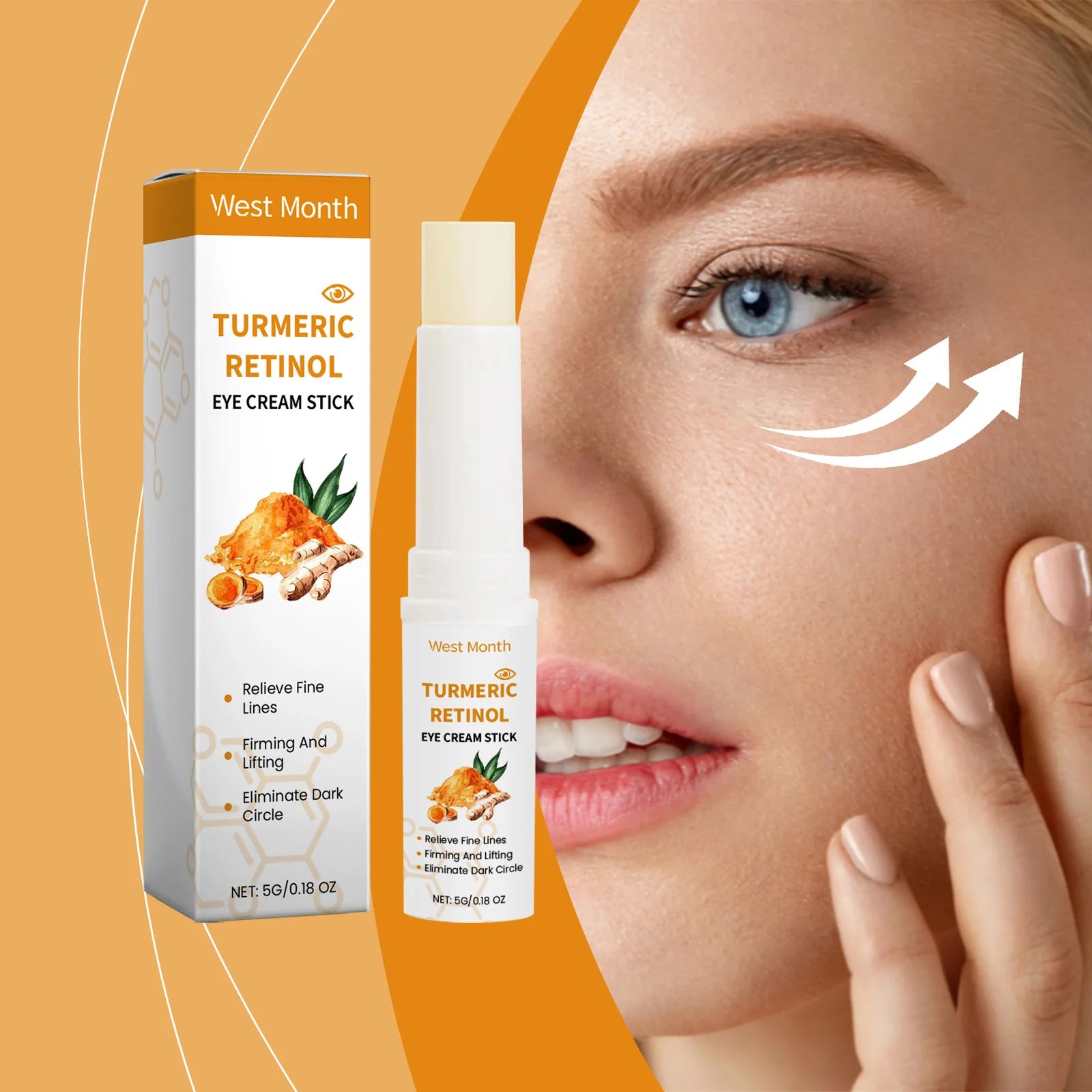 Turmeric Retinol Eye Cream Stick Remove Dark Circles Fade Fine Lines Anti Eye Bags Puffiness Lift Firming Brightening Eye Care