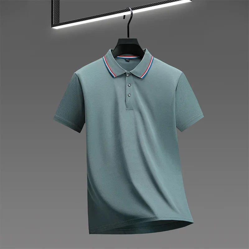 2026 New Men's Casual Solid Color Short Sleeved Polo Shirt Summer Fashionable and Comfortable Versatile Top