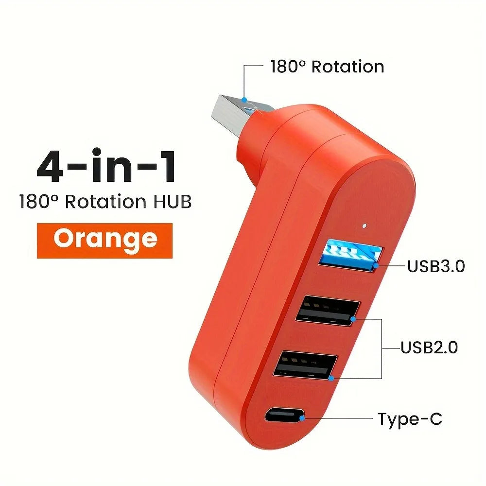 180° Rotatable Mini USB 3.0 Hub 3/4 Ports Type C Splitter High Speed Data Transfer Dock For Notebook MacBook Desktop Flash Drive