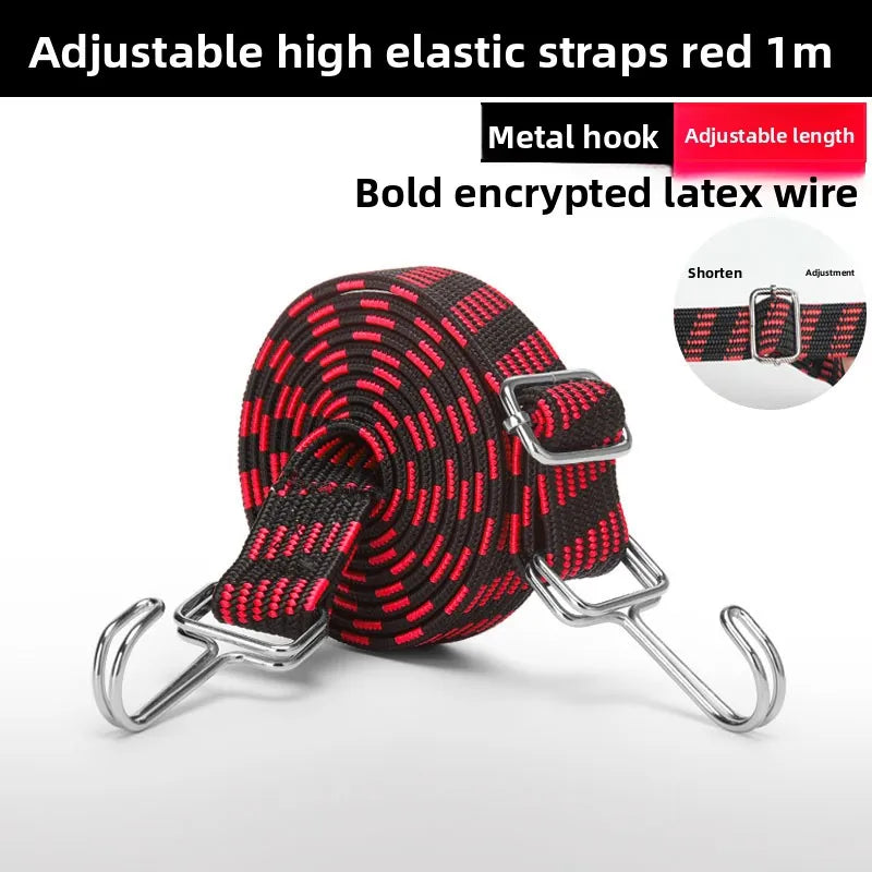 1-2 Meters Adjustable Rubber Rope Belt Hook, Heavy-duty Elastic Long Bungee Jumping Belt, Anti-rust Metal Buckle Luggage Rope