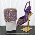 Elegant Full High Quality Diamond Design Olive Color Italian Women's Shoe and Handbag Set for Weddings and Special Occasions
