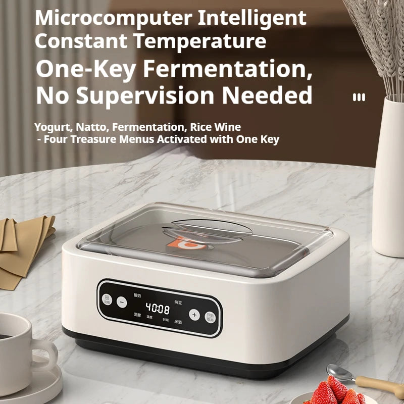HOMEFISH 1.6L Multi-functional Automatic Yogurt Maker Adjustable Temperature Time Ice Cream Pudding Machine 220V