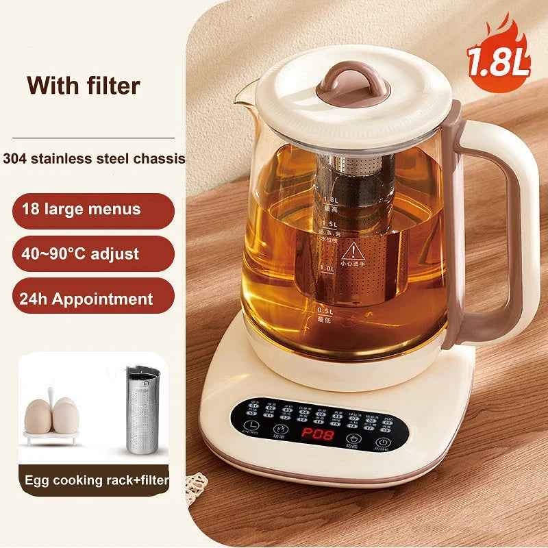 1.8L Smart Electric Kettle Multi-function Health Pot Glass Temperature Control Pot Appointment Baby Milk Pot Home Tea Maker 220V