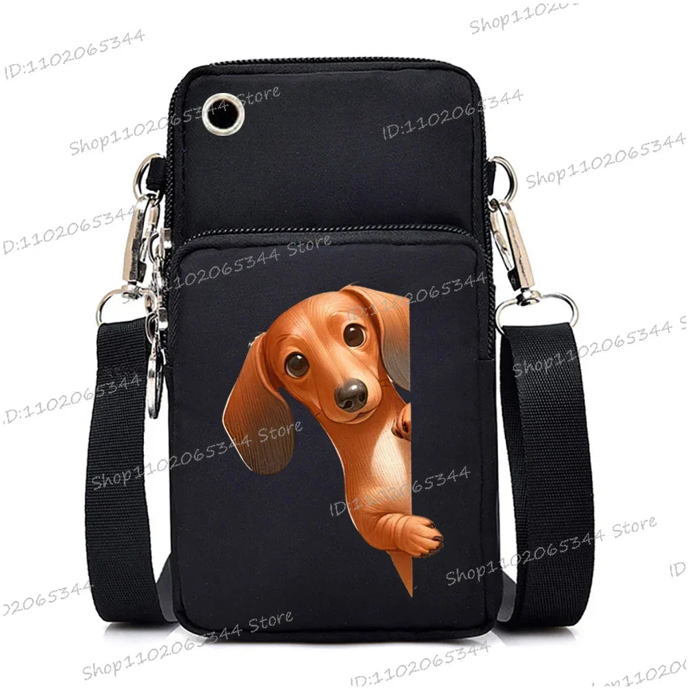 New Mobile Phone Bag Funny Anime Dog Print Shoulder Messenger Bag Women Men Coin Purse Handbag Animal Lover Small Crossbody Bag