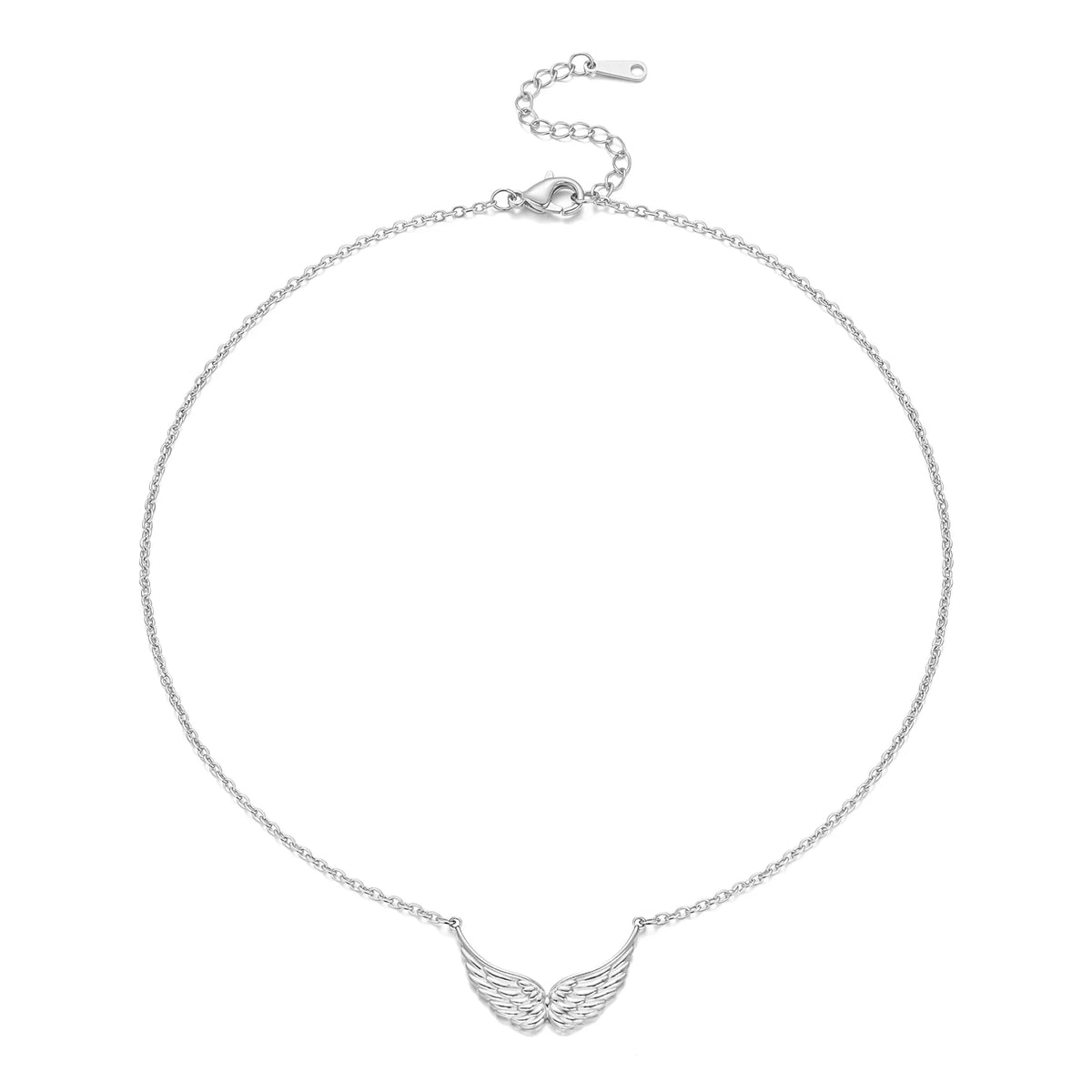 Silver Tone Stainless Steel Angel Wing Necklace for Women Gold Plated Dainty Pendant Chain Party Jewelry Gift for Her Waterproof