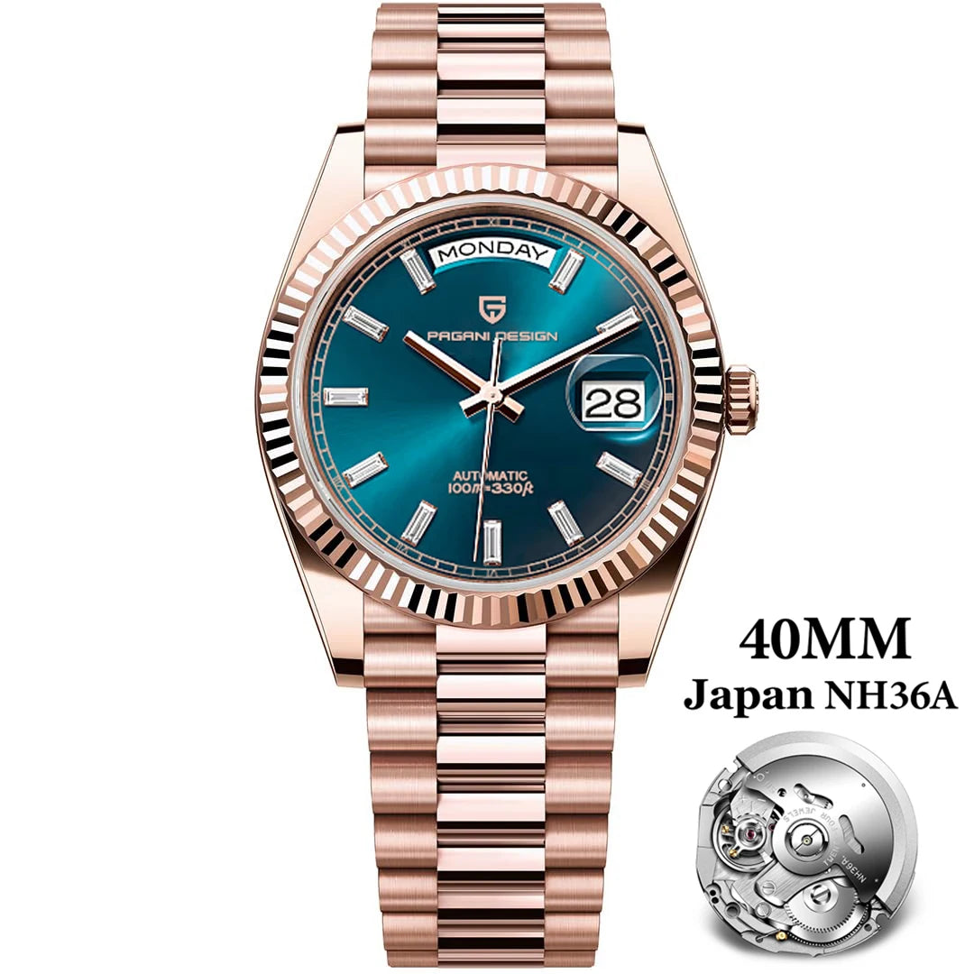 PAGANI DESIGN 2025 New Date Week 40MM Men's Watches Brand Luxury Gold Automatic Watch Men Waterproof Mechanical Wrist watch Men