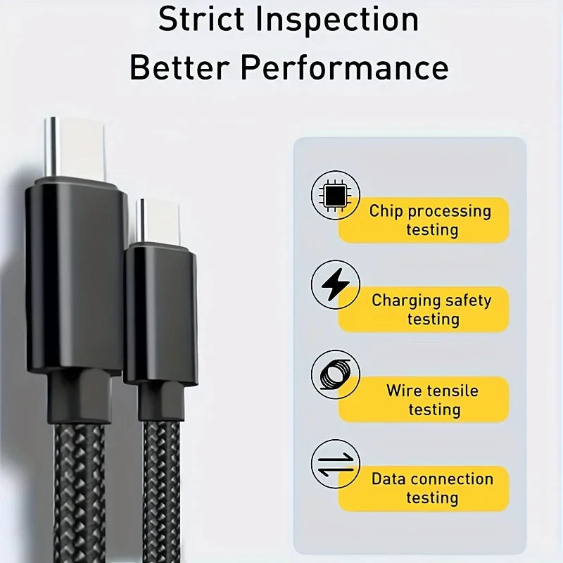 60W Quick Charger Type C To Type C 1M 2M 3M Cables PD Fast Charger Data Cable for iPhone 15 16 17 Pro Max Xiaomi Sunsung Huawei