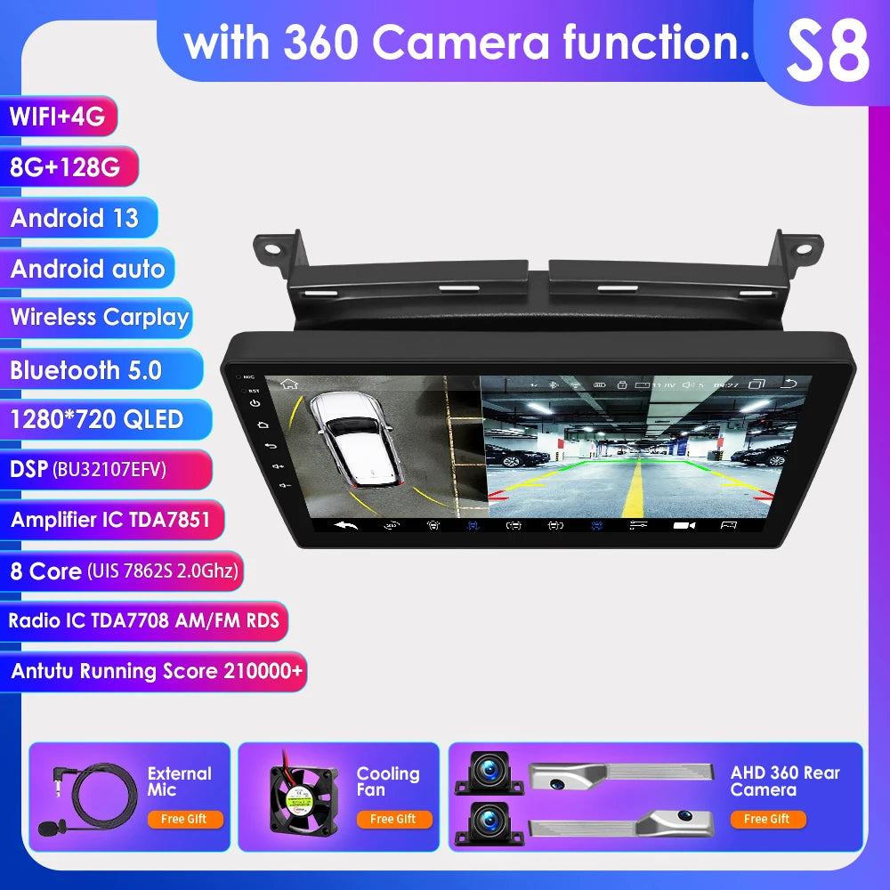 Hizpo 9 inch Wireless CarPlay Android Auto Car Radio for Fiat 500 2016 2017 2018 2019 Multimedia Wireless Apple CarPlay Smart Intelligent Systems IPS Touch Screen Stereo Video Player 2 Din Autoradio Head Unit Navigation BT GP