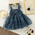 Girls' Dress Summer Bow Floral Puff Sleeve Baby Girl Dress Adorable Princess Baby Dress Baby Girl Clothes