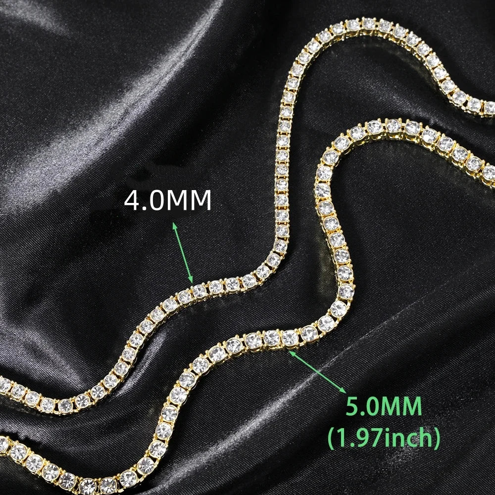 4MM 5MM Bracelet Necklace for Women Men Iced Out Tennis Chain Fashion Hip Hop Chain Jewelry for Men Necklace Accessories