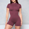 2026 Women BUM Rompers One-Piece Suit Zipper Short Sleeve Gym Push Up Workout Clothes Fitness Short Bodysuit Sportswear Jumpsuit