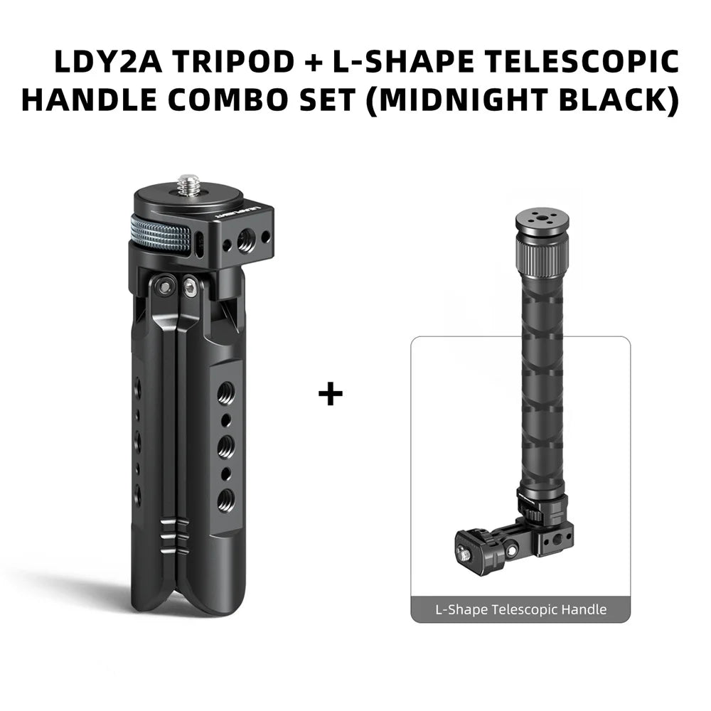LEAPLIGHT Aluminum Mini Tripod for DJI Osmo Pocket 3/4/4P/360LunaUltra Camera Tripod Handheld Grip w 360° BallHead+Phone Stand