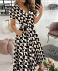 Rainbow Striped Print Summer Dress 2023 Women Button Up Short Sleeve Casual Vintage Shirt Long Dress Ladies Elegant Maxi Dresses