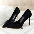 Women Elegant Flock Orange Purple Evening Banquet Party Pumps Lady Classic Scarpin New Burgundy 9cm High Heels Shoes Plus Size