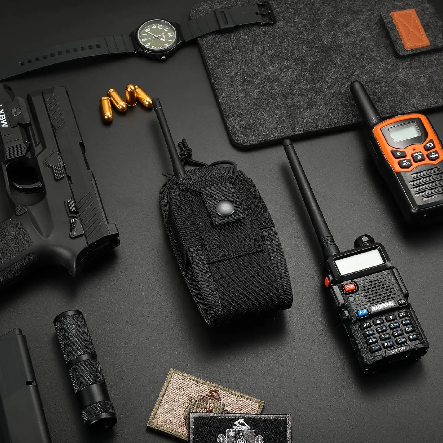 Tactical Radio Holster Molle Pouch, Military Heavy Duty Universal Case for Police Firefighter Two Way Walkie Talkies Vest