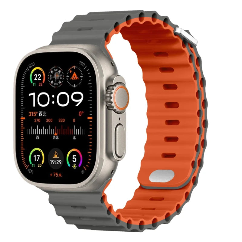 Ocean Strap For Apple Watch Ultra 3/2 Band 49mm 11 10 9 8 7 46mm 45mm 41mm Silicone Bracelet Belt iWatch 6 5 4 SE 44mm 42mm band