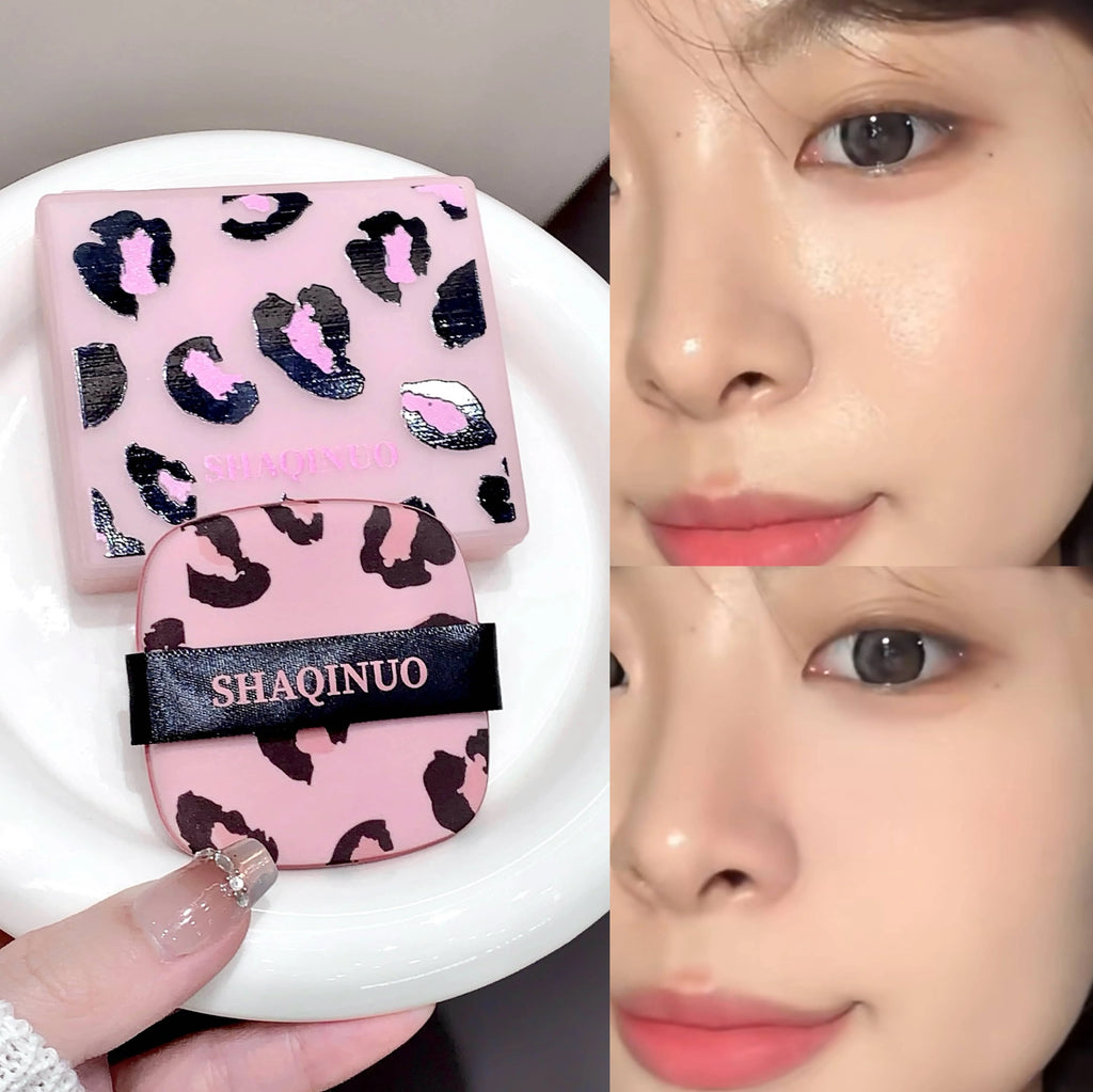 100 Sheets Pink Leopard Print Facial Oil Absorbing Paper Portable Storage Box with Mirror Beauty Tool