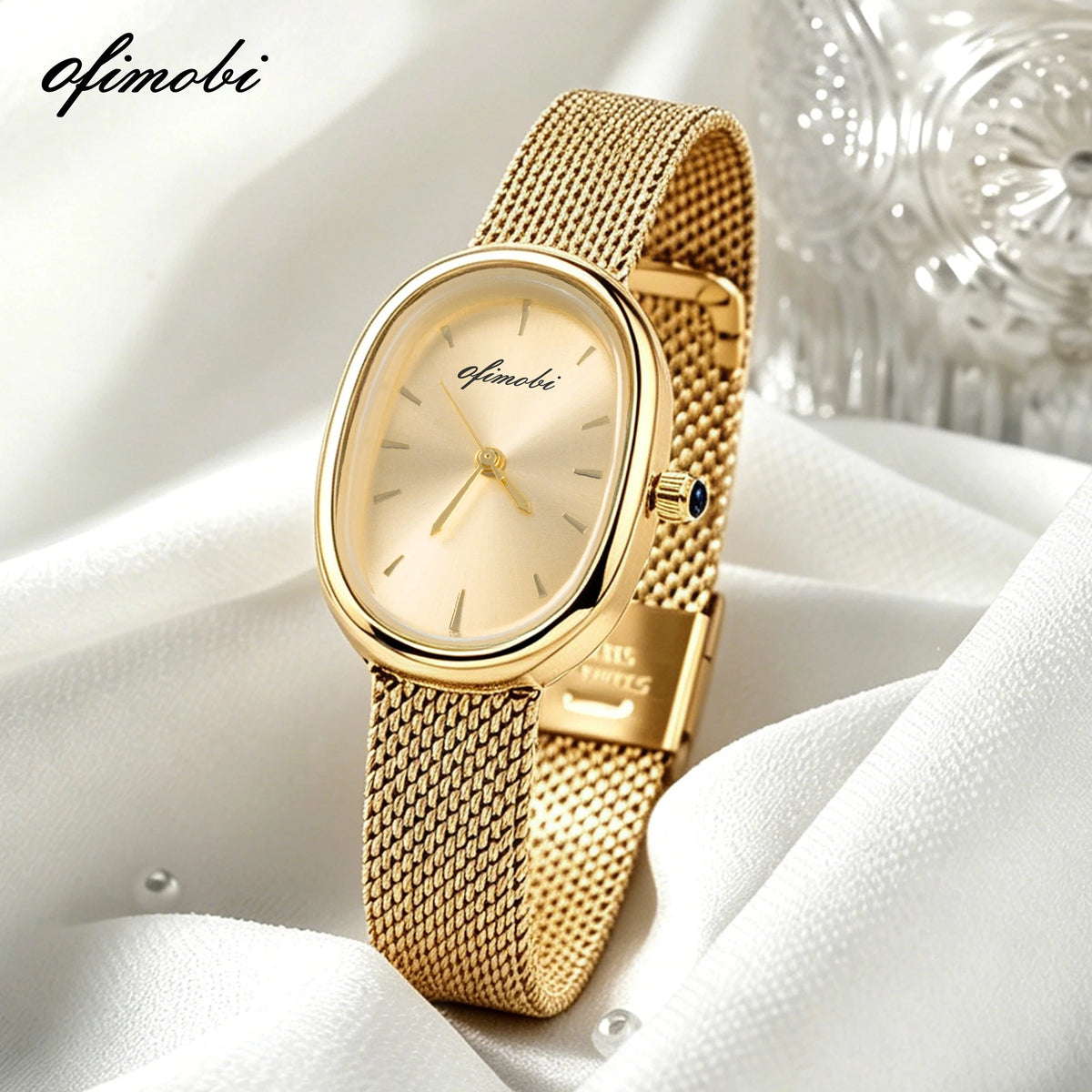 Oval Dial Women's Quartz Watch Premium Milanese Mesh Strap Sunburst Dial 30M Waterproof Elegant Wristwatch
