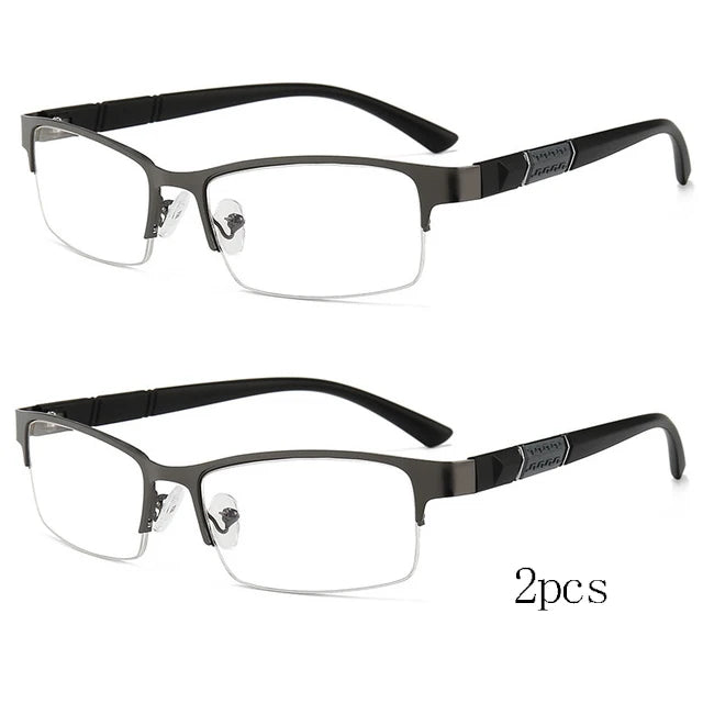 BEGREAT High Quality Anti-Blue Light Presbyopic Glasses Far Sight Flexible Metal Half-frame Glasses Business Reading Eyeglasses